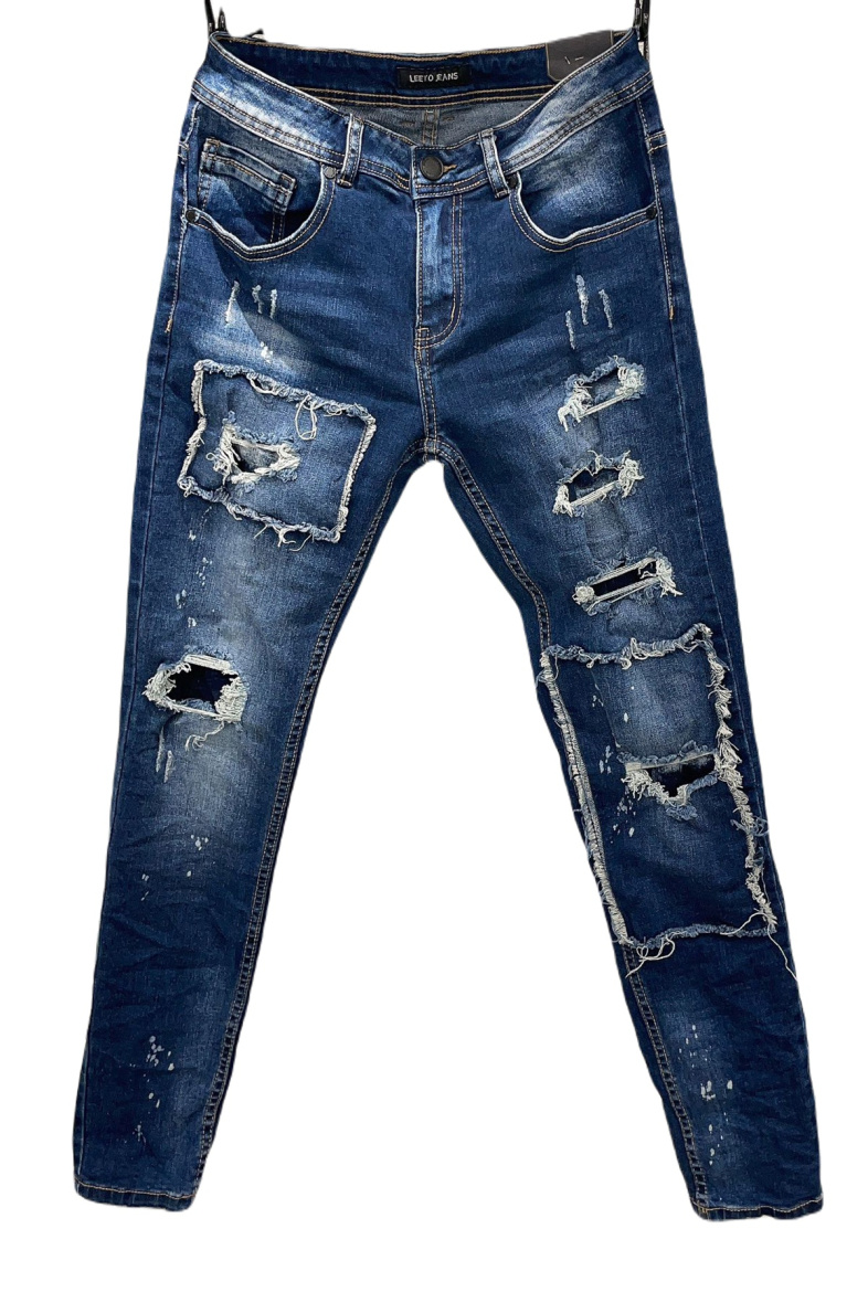 Mayorista Mentex Homme - Vaqueros azules de hombre con efecto desgastado y roto