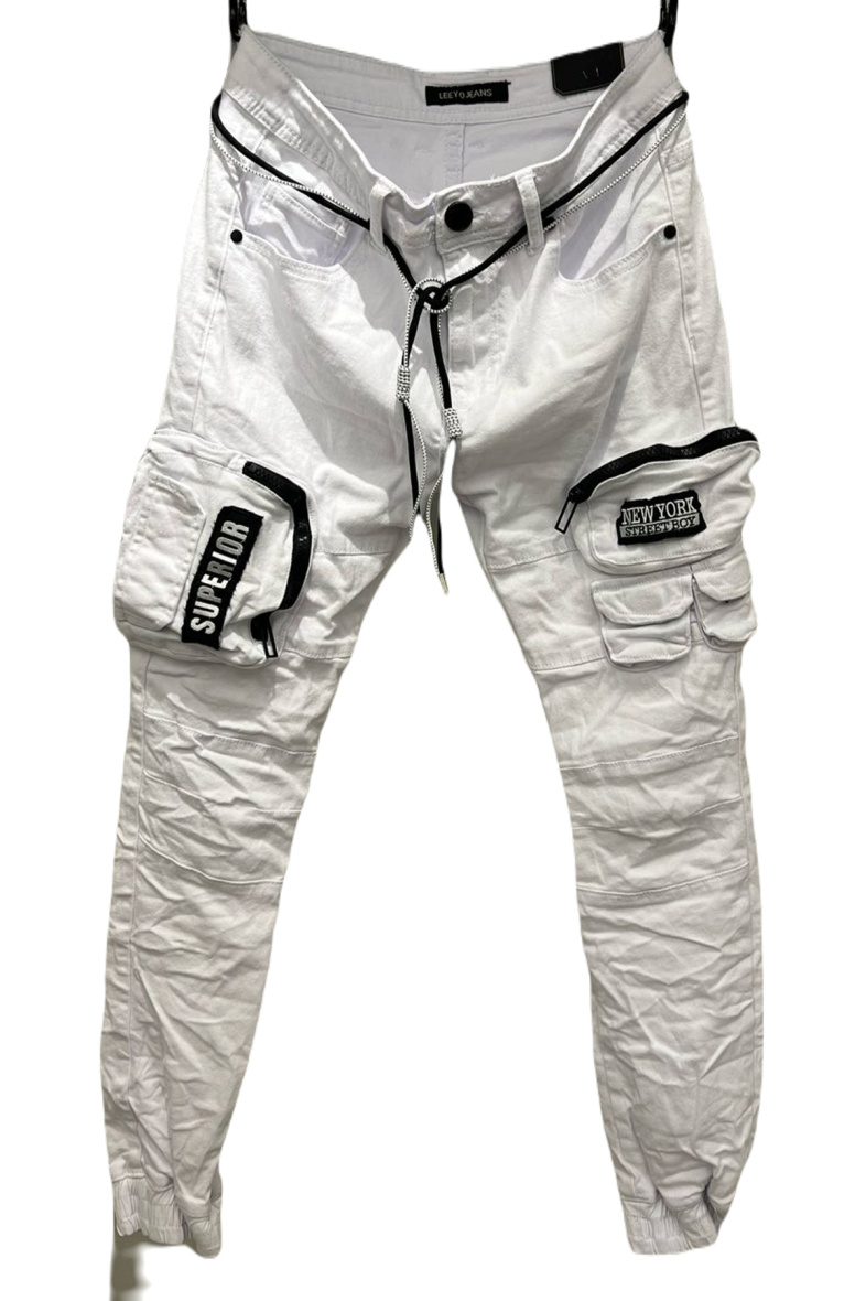 Mayorista Mentex Homme - Vaqueros cargo de hombre efecto lavado blanco