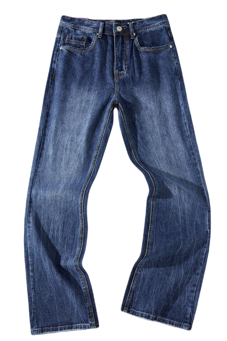 Grossiste Mentex Homme - Jeans bleu coupe large homme effet délavé