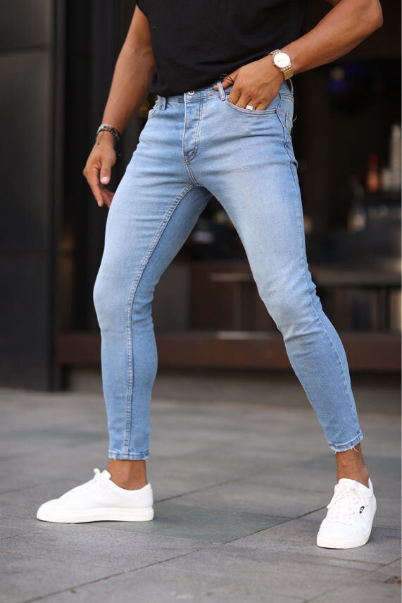 Wholesaler Mentex Homme - Men's Light Blue Modern Slim Jeans