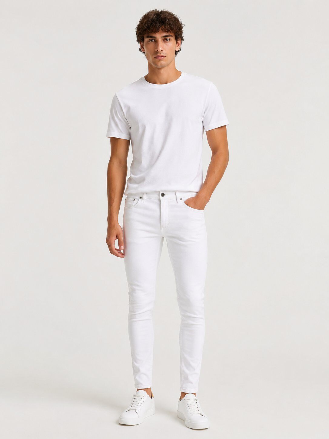 Wholesaler Mentex Homme - White Skinny Clean Jeans