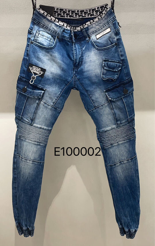 Grossiste Mentex Homme - Jean homme foncé travaillé aux genous et des poches SLIM FIT