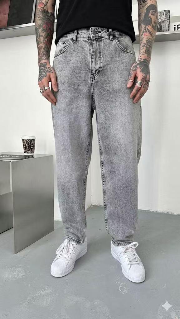 Großhändler Mentex Homme - Einfach geschnittene graue Boyfriend-Jeans für Herren