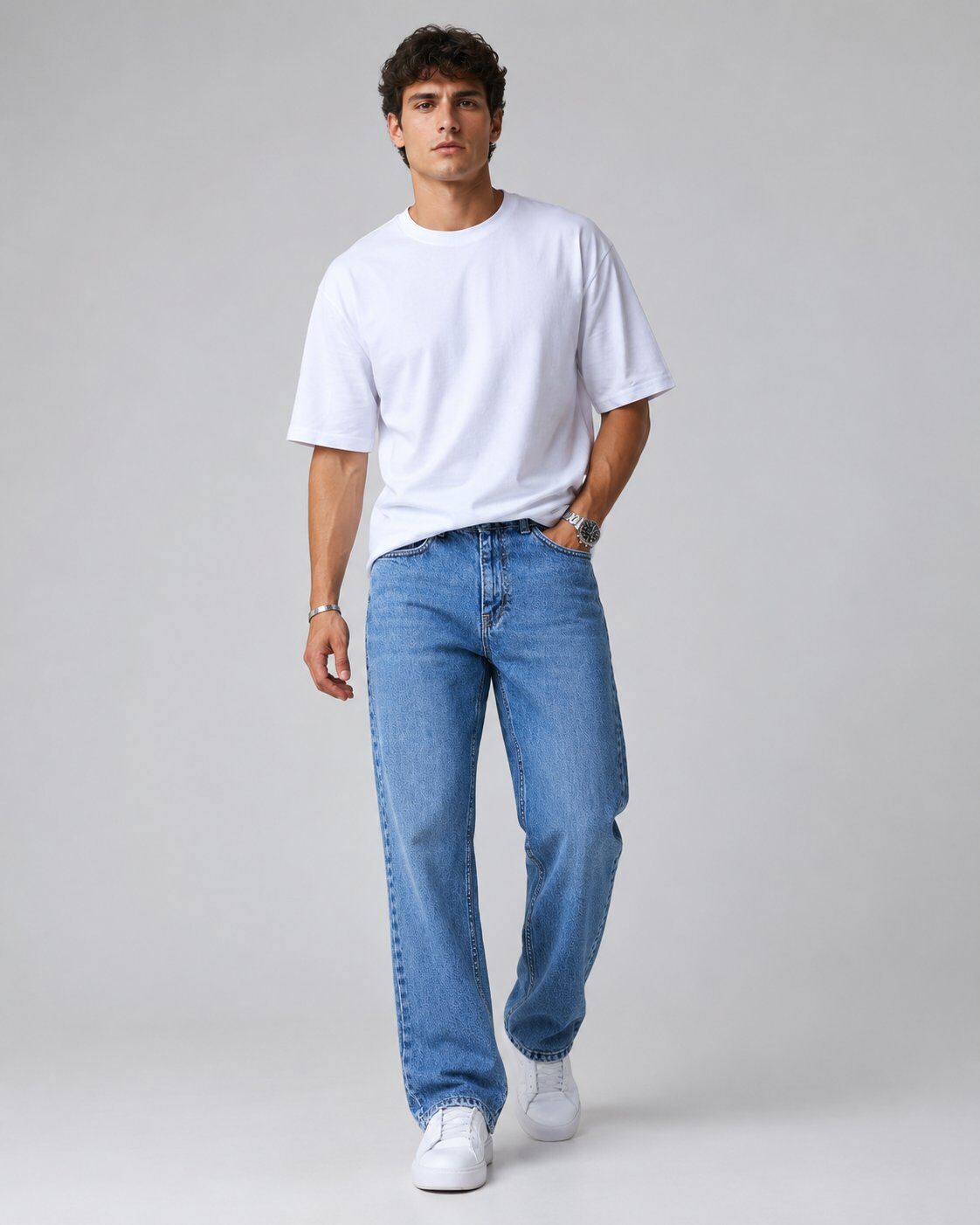 Großhändler Mentex Homme - Hellblaue Gerade Jeans
