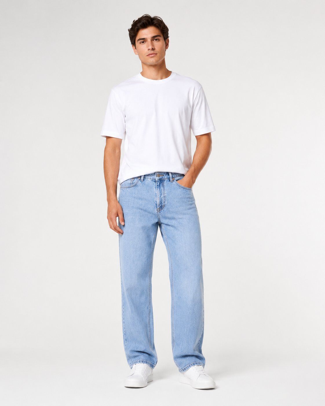Grossista Mentex Homme - Jeans Dritti Casual Azzurro Chiaro