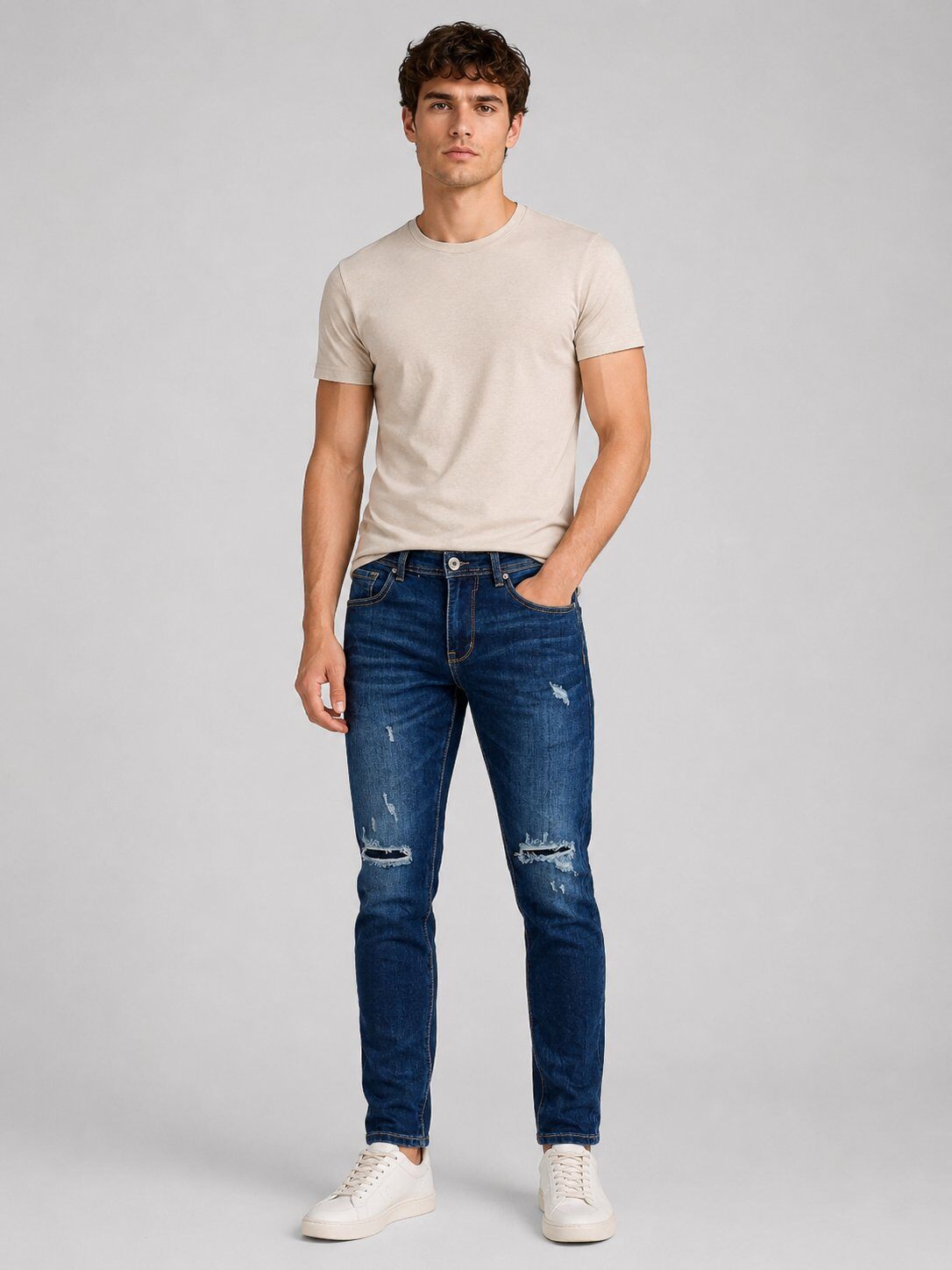 Wholesaler Mentex Homme - Blue Distressed Slim Jeans