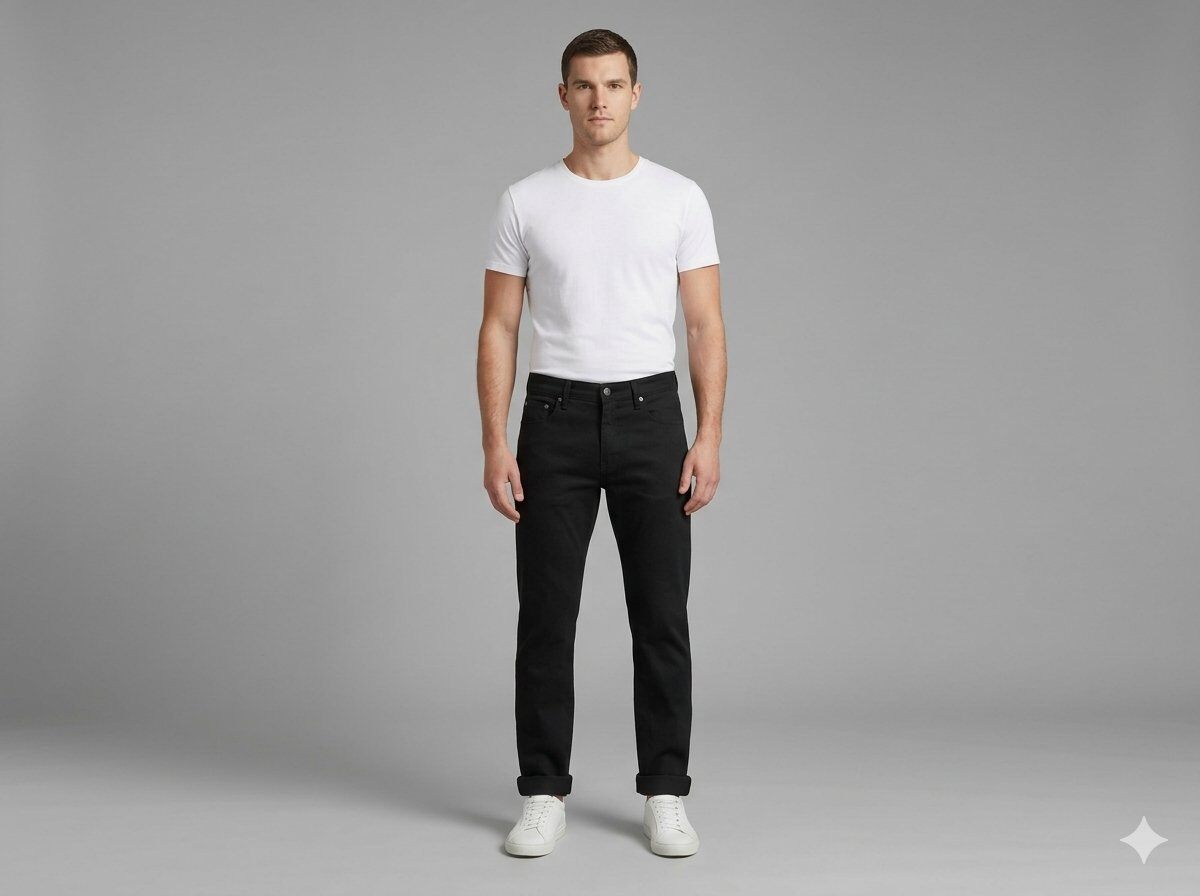 Großhändler Mentex Homme - Schwarze Slim Turn-Up Jeans