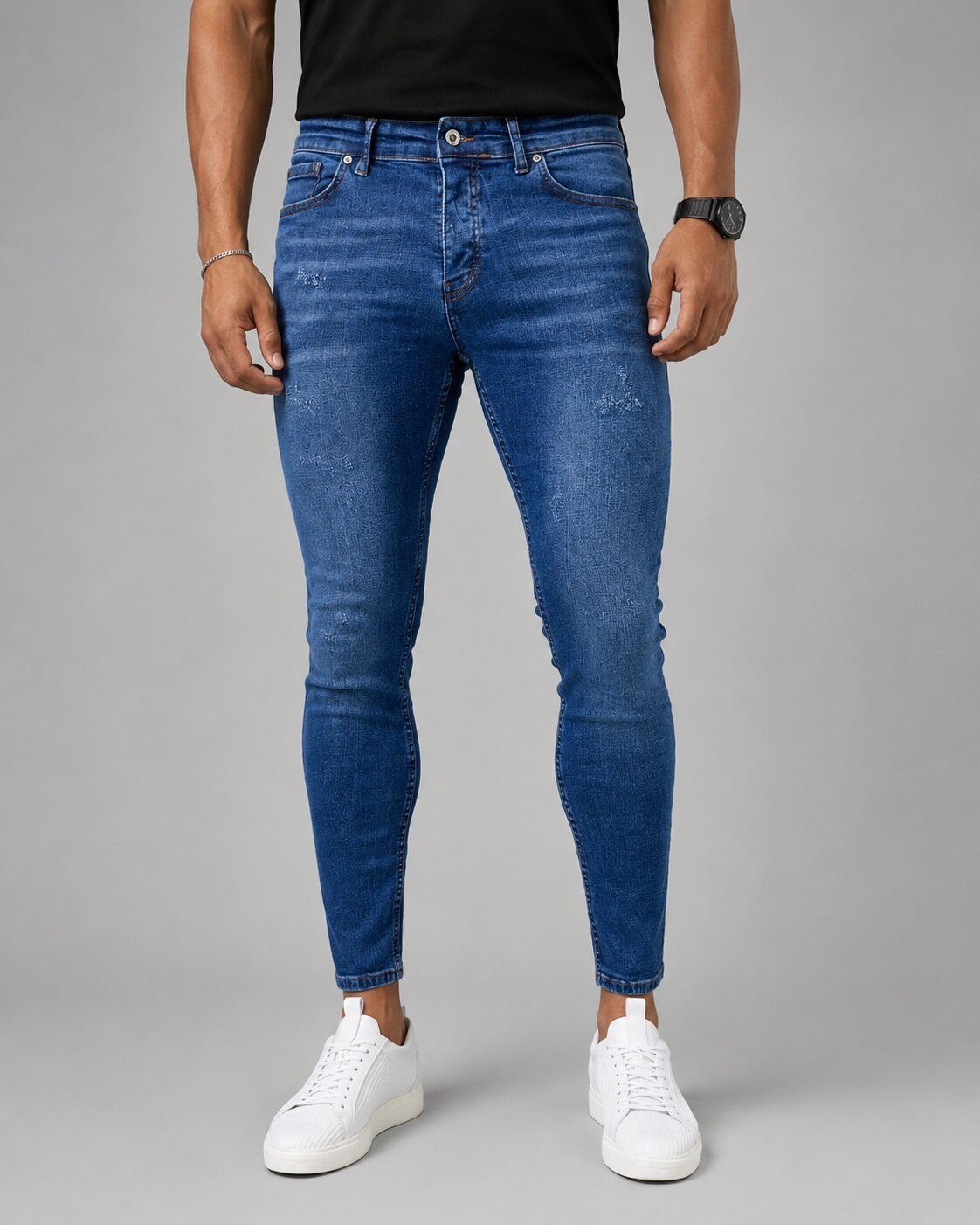 Grossiste Mentex Homme - Jean Skinny Bleu Washed Fit