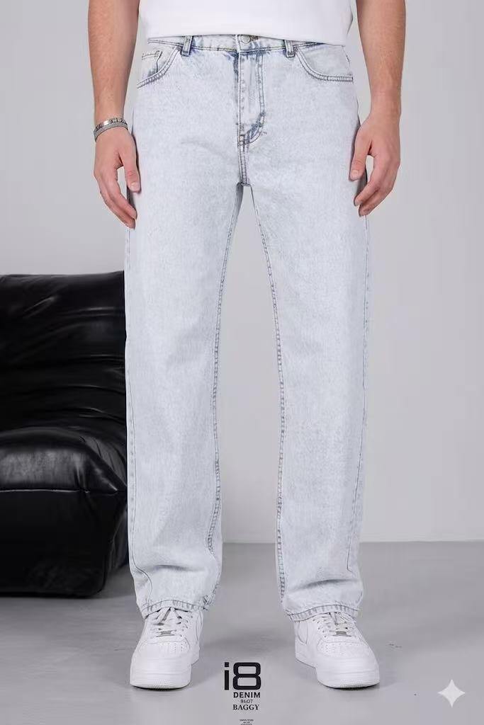 Großhändler Mentex Homme - Herren Baggy-Jeans in Hellblau mit Waschungseffekt