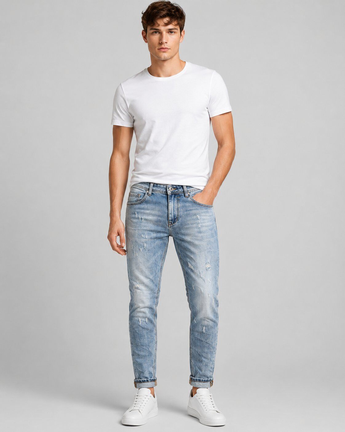 Grossista Mentex Homme - Jeans Aderenti Azzurro Chiaro