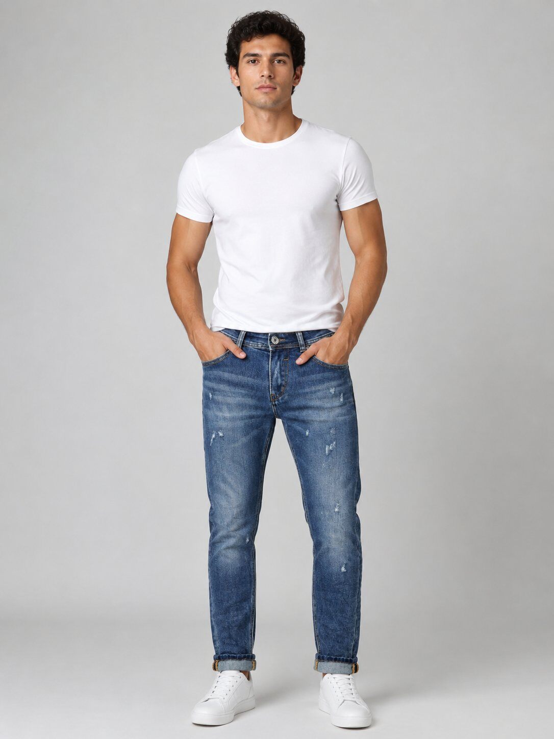 Großhändler Mentex Homme - Gekonnte Blaue Slim Jeans
