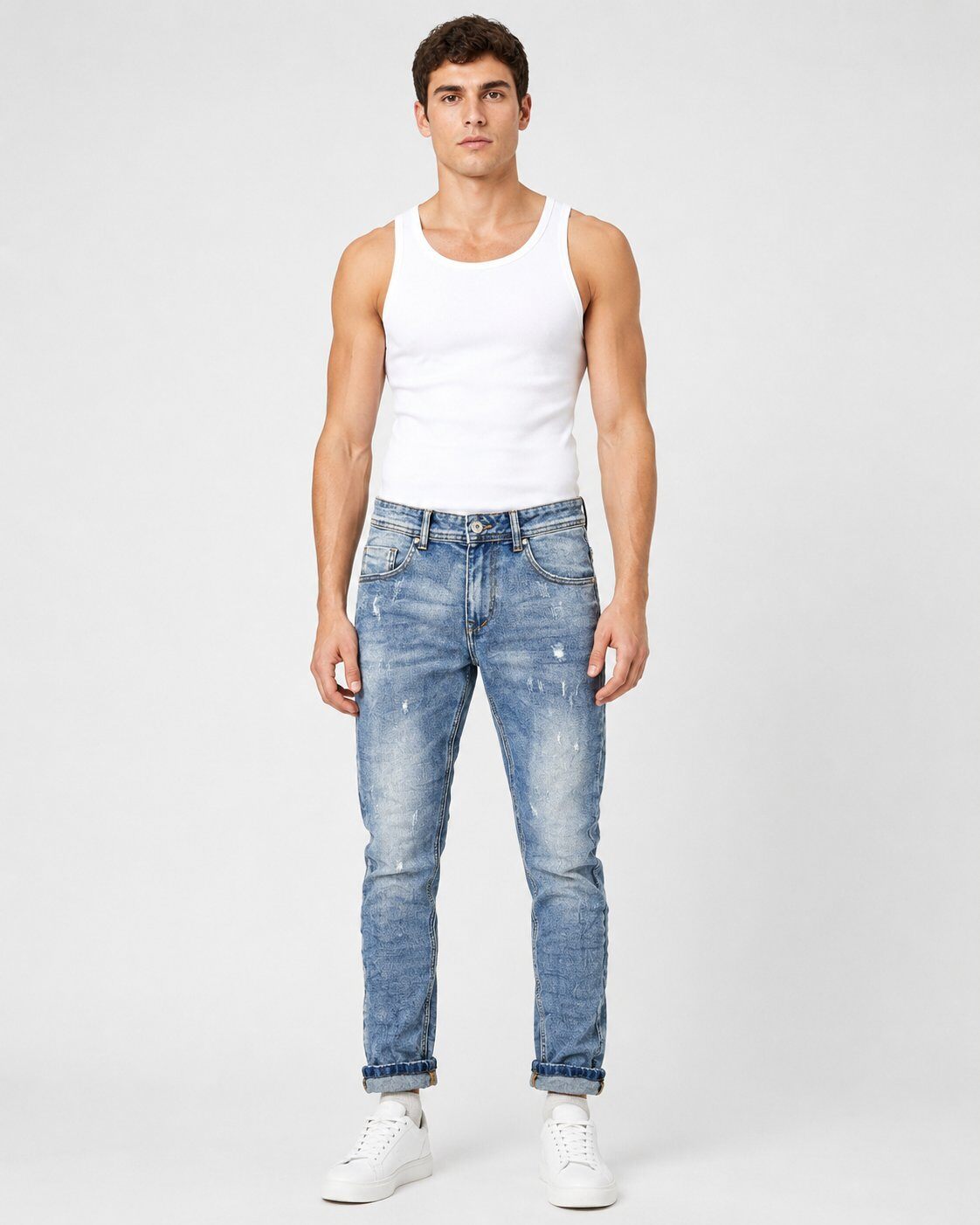 Großhändler Mentex Homme - Hellblaue Slim Fit Jeans