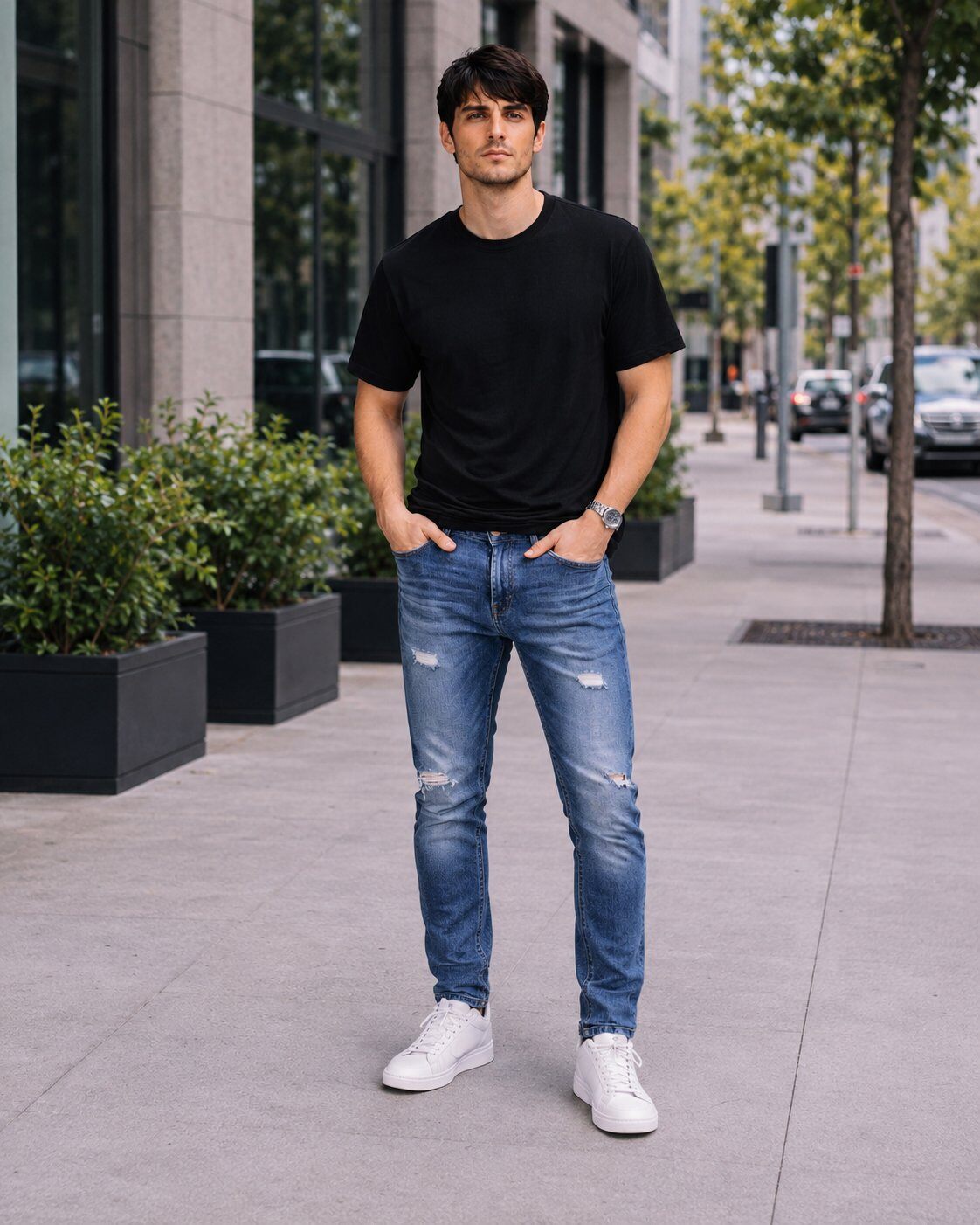 Wholesaler Mentex Homme - Trendy Slim Fit Distressed Jeans