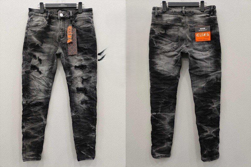 Wholesaler Mentex Homme - Men's black ripped slim fit jeans (2*28, 3*30, 3*32, 2*34, 1*36, 1*38)
