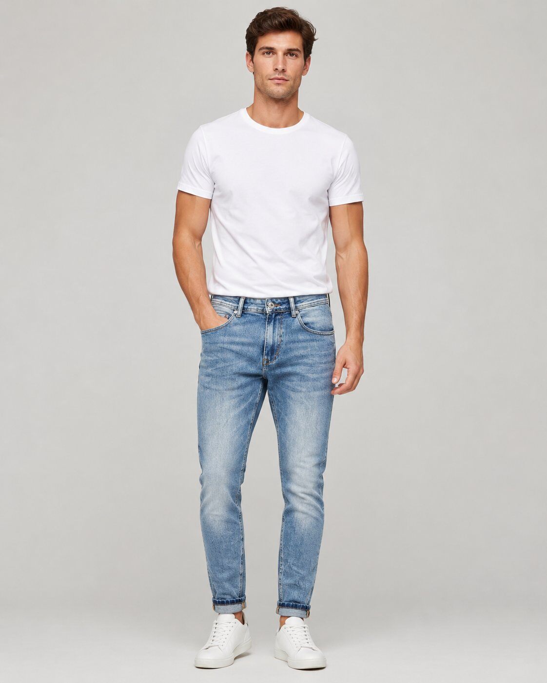 Großhändler Mentex Homme - Moderne Gewaschene Blaue Jeans