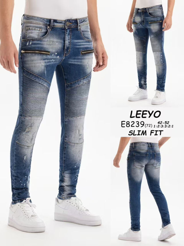 Grossiste Mentex Homme - Jean homme foncé avec zip SLIM FIT