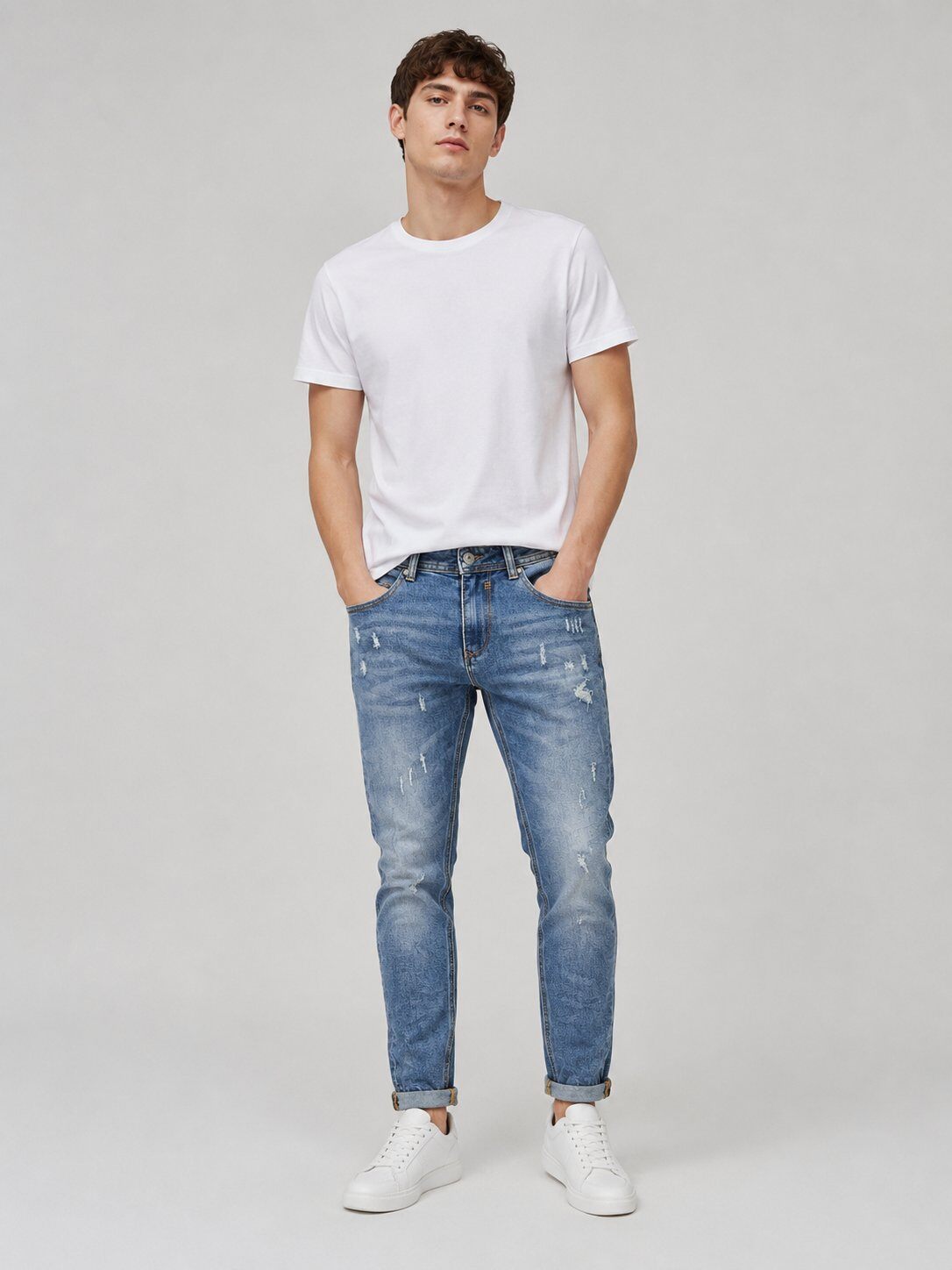 Grossista Mentex Homme - Jeans Aderenti Blu Sbiadito