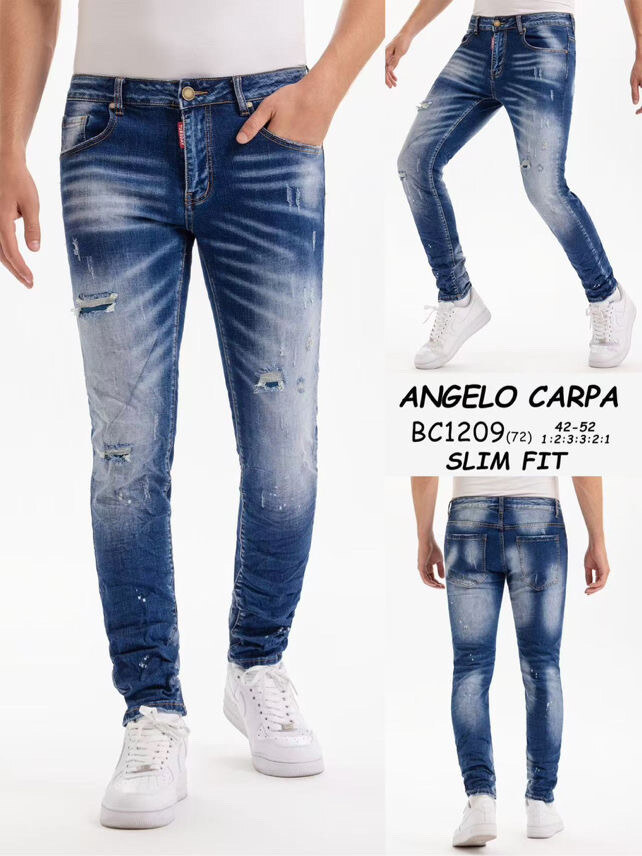 Grossiste Mentex Homme - Jean homme foncé dégradé et déchiré SLIM FIT