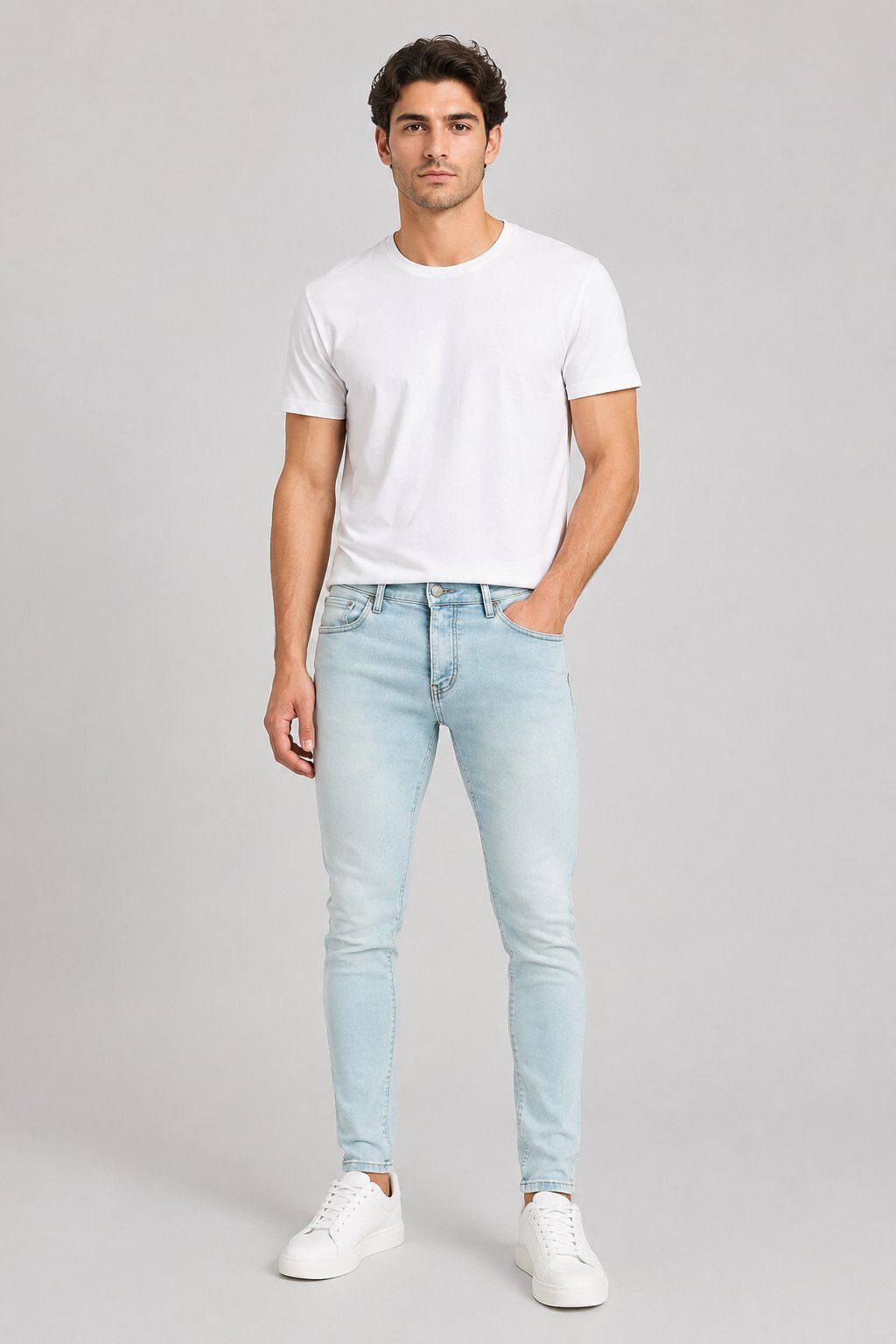 Grossiste Mentex Homme - Jean Slim Bleu Clair Wash