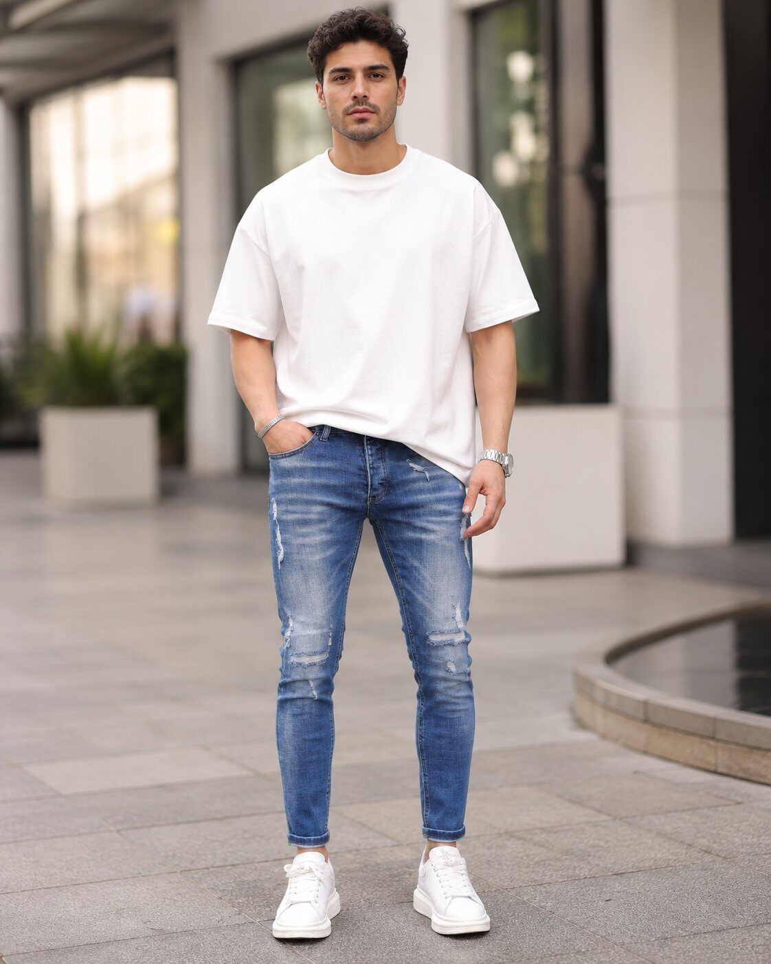 Grossista Mentex Homme - Jeans Slim Blu Strappati