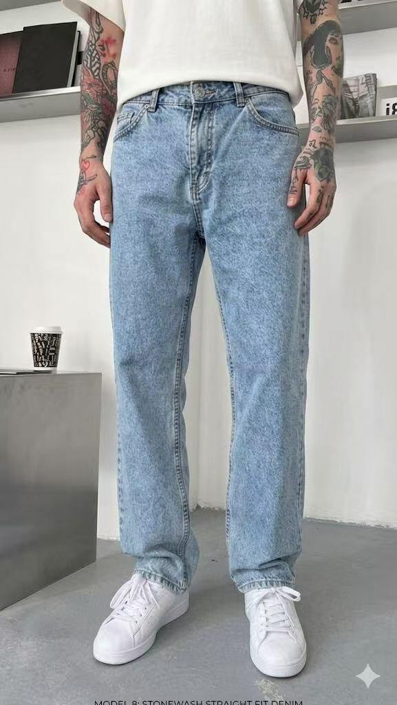 Großhändler Mentex Homme - Einfach geschnittene blaue Baggy-Jeans für Herren