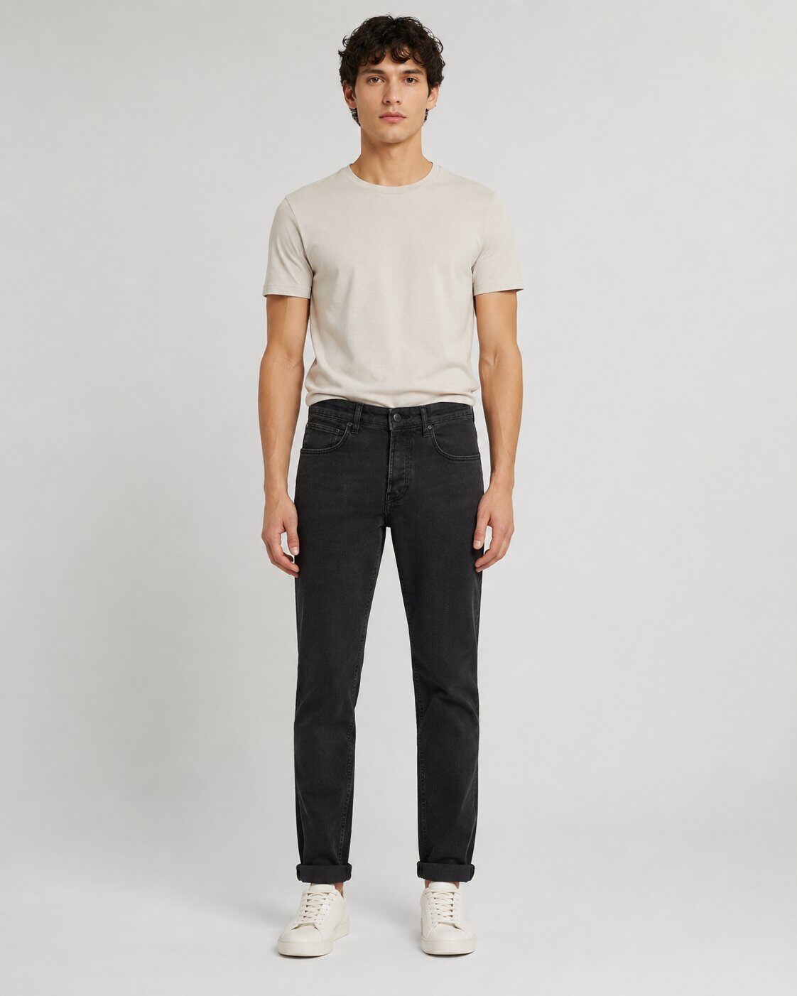 Großhändler Mentex Homme - Schwarze Slim-Fit Jeans im Used-Look