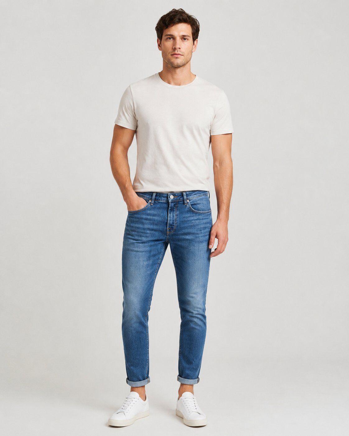 Großhändler Mentex Homme - Blaue Washed Destroy Slim Jeans