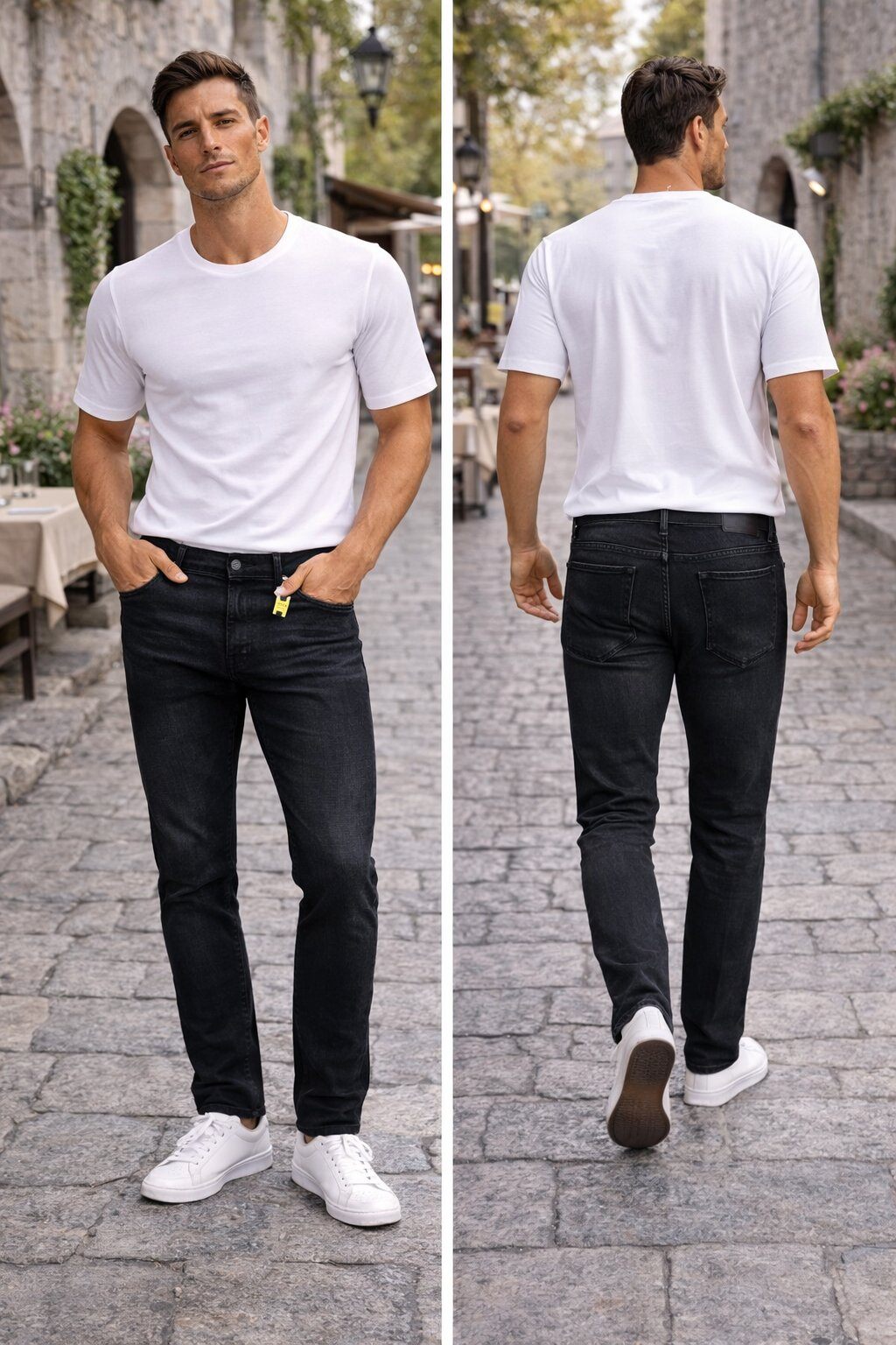 Wholesaler Mentex Homme - Men's Slim Fit Washed Black Jeans