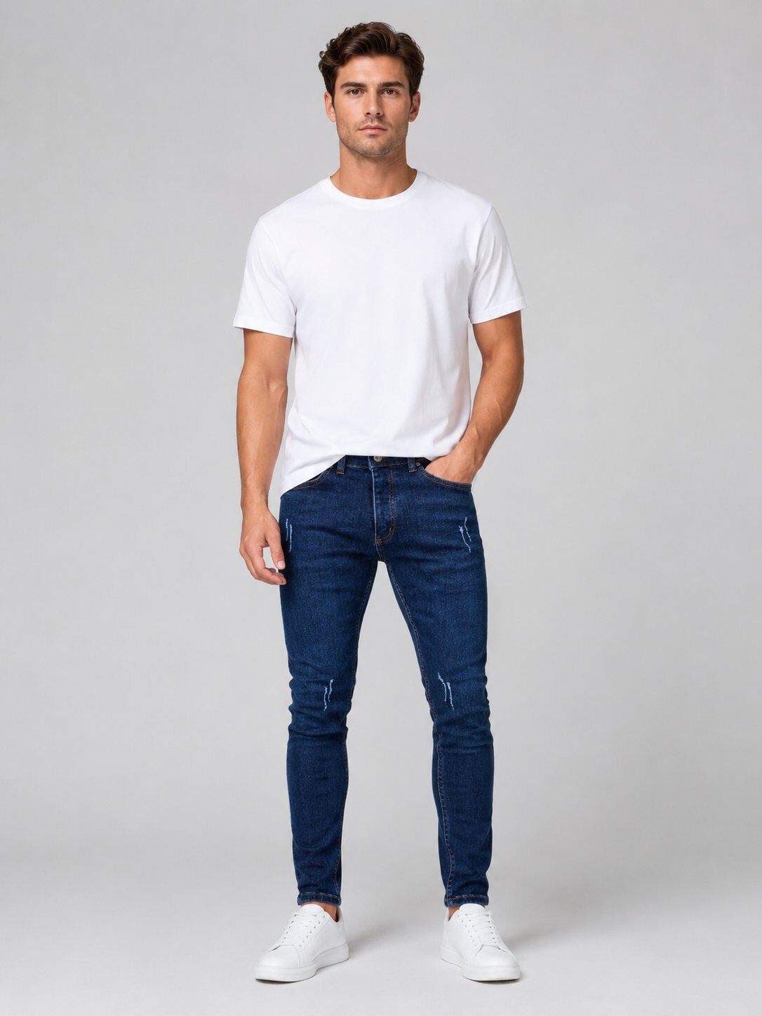 Großhändler Mentex Homme - Blau gewaschene Slim Jeans