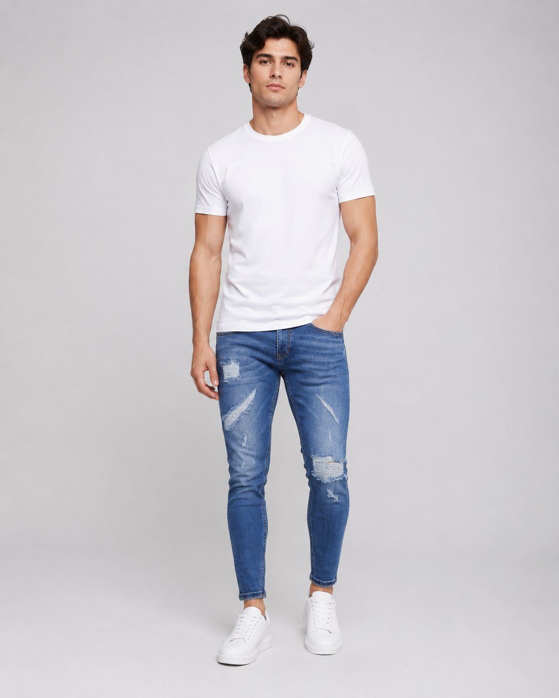Grossista Mentex Homme - Jeans Slim Fit Effetto Usato Lavato