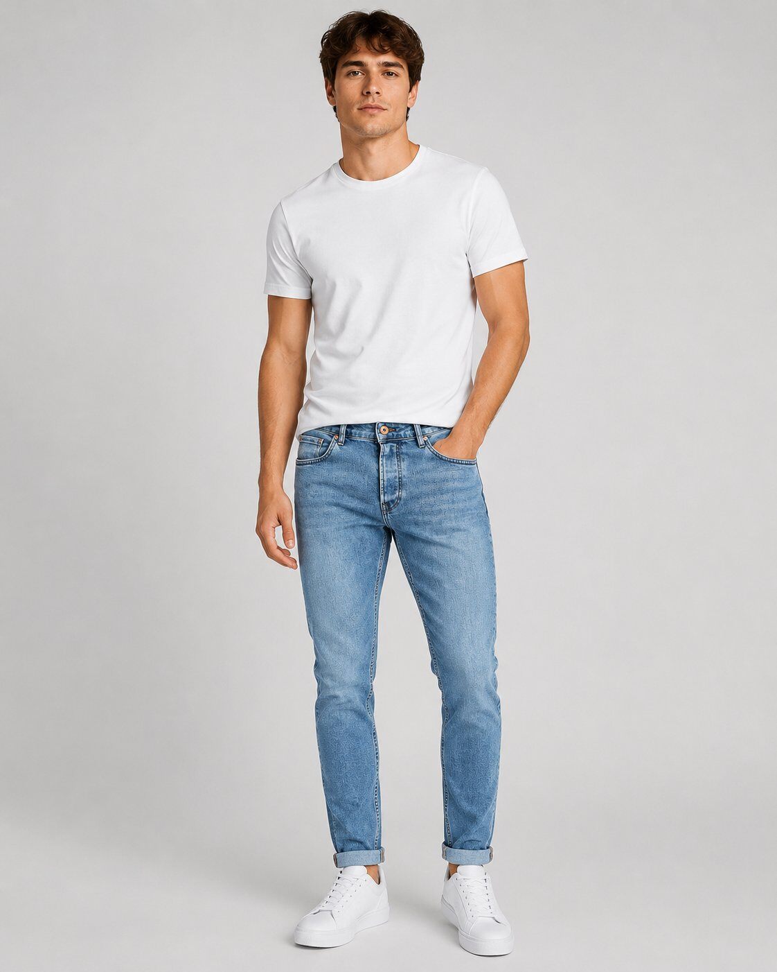 Grossista Mentex Homme - Jeans Slim Fit Lavaggio Chiaro