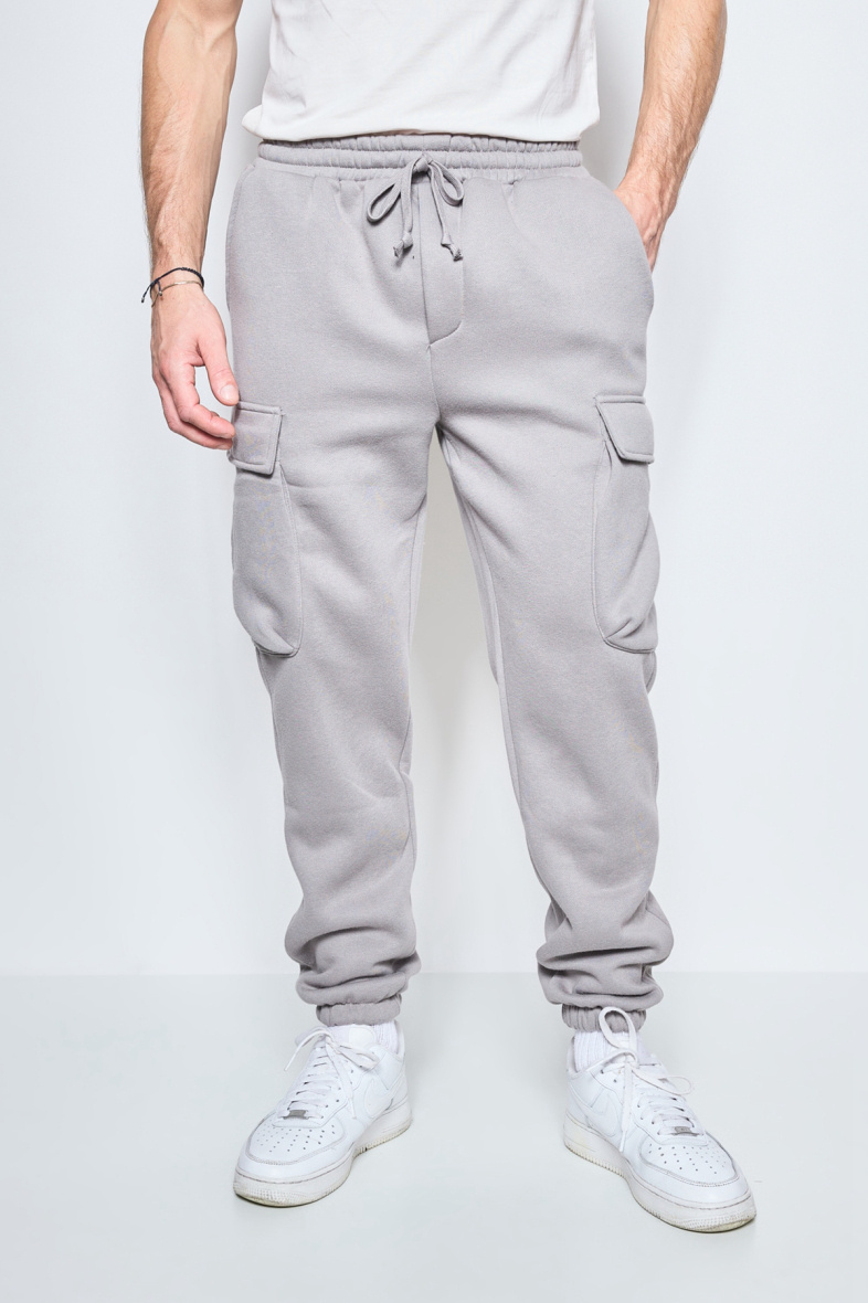 Wholesaler Mentex Homme - MEN'S PLAIN COTTON CARGO JOGGING PANTS WITH DRAWSTRING