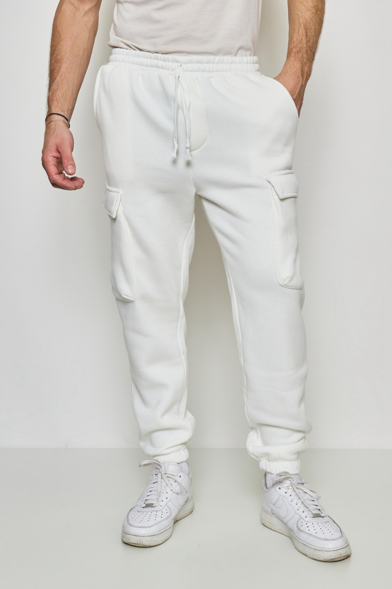 Wholesaler Mentex Homme - MEN'S PLAIN COTTON CARGO JOGGING PANTS WITH DRAWSTRING