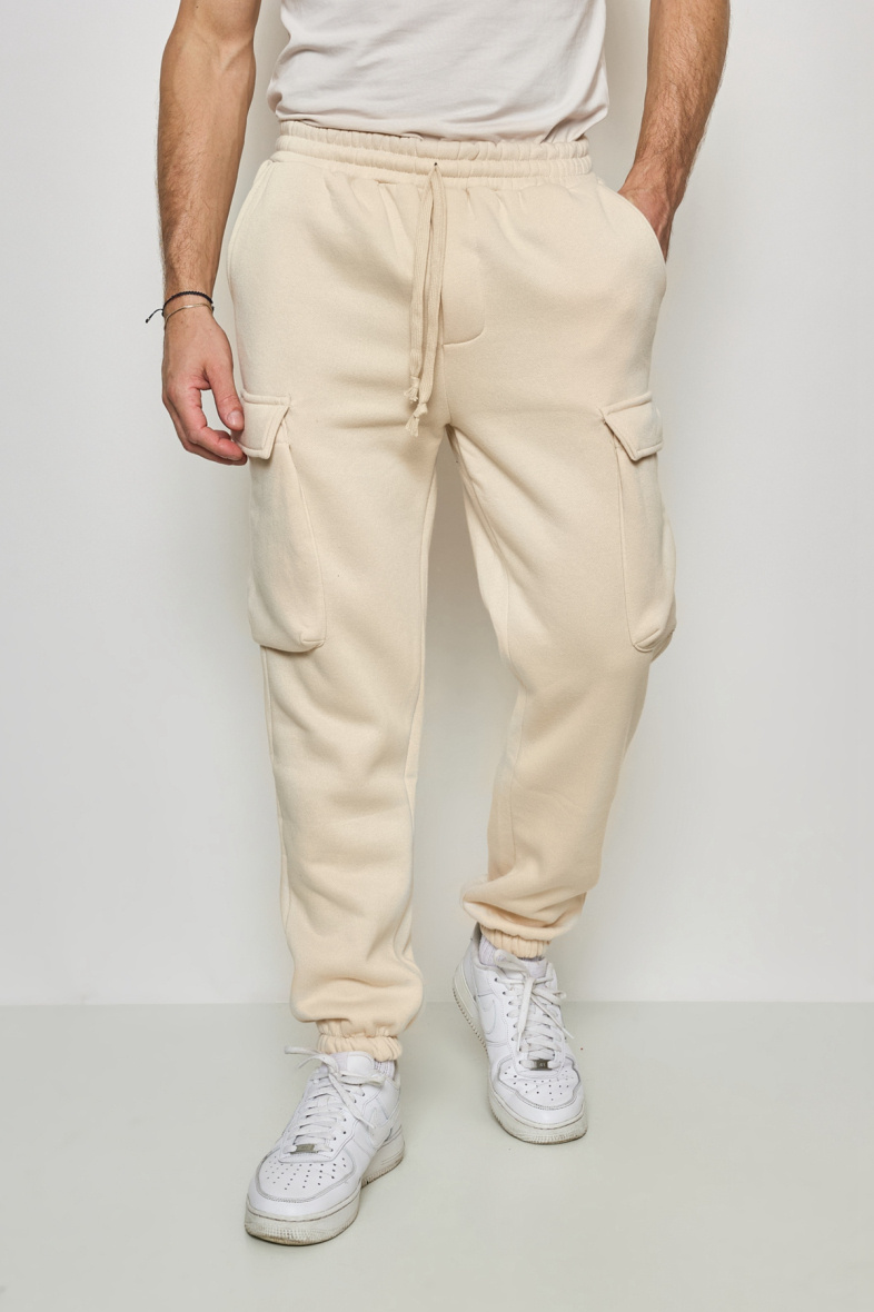 Wholesaler Mentex Homme - MEN'S PLAIN COTTON CARGO JOGGING PANTS WITH DRAWSTRING