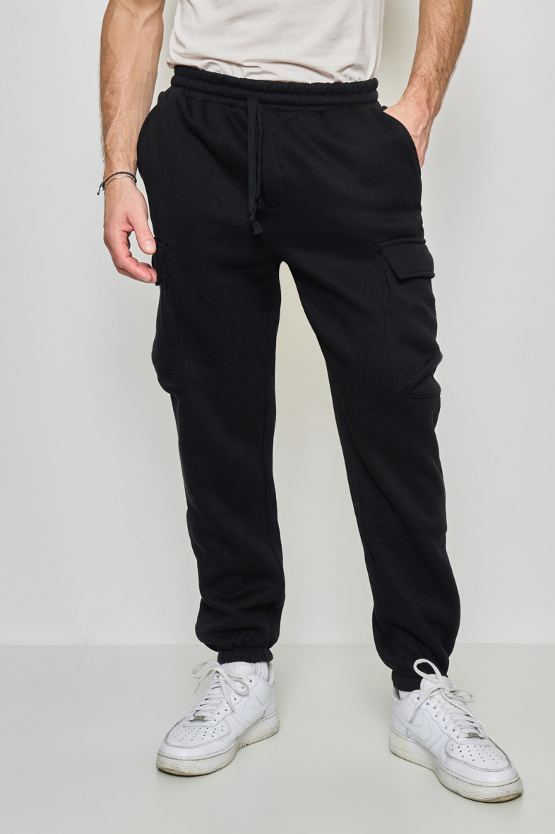 Wholesaler Mentex Homme - MEN'S PLAIN COTTON CARGO JOGGING PANTS WITH DRAWSTRING