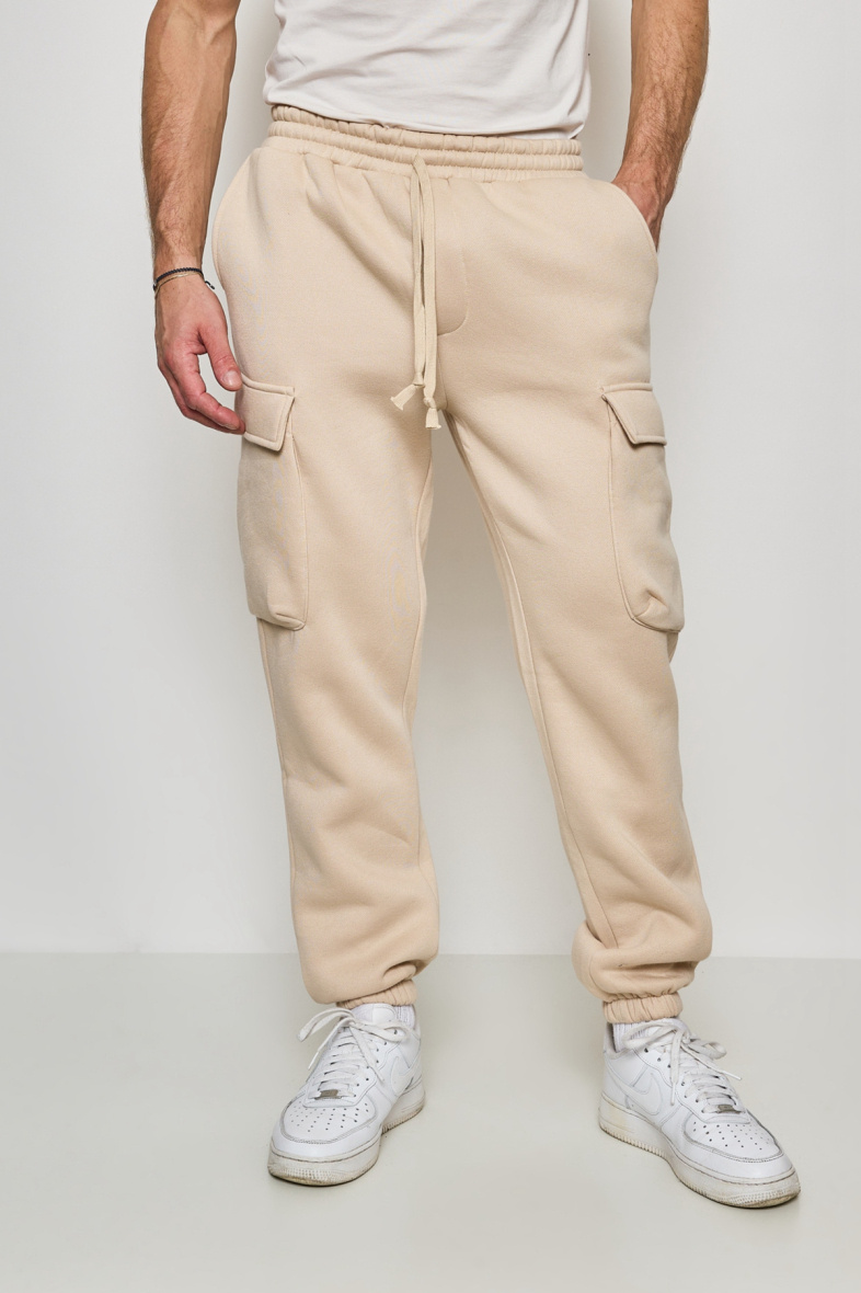 Wholesaler Mentex Homme - MEN'S PLAIN COTTON CARGO JOGGING PANTS WITH DRAWSTRING