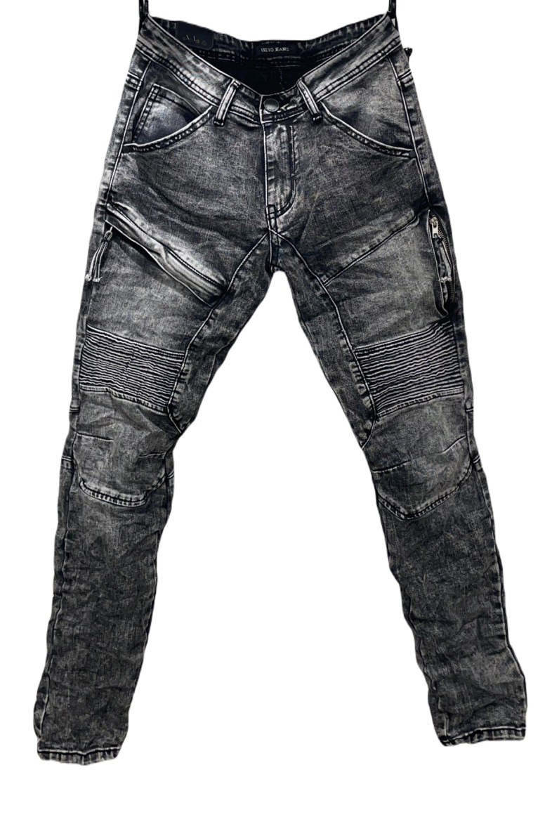 Wholesaler Mentex Homme - Men's slim blue jeans with faded hole effect