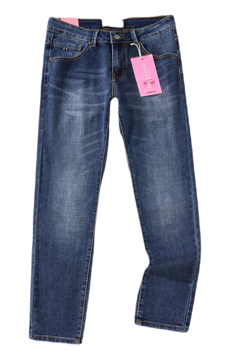 Wholesaler Mentex Homme - Men's straight blue jeans with faded effect