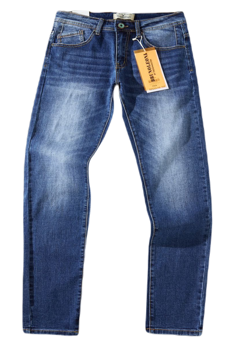 Wholesaler Mentex Homme - Men's straight blue jeans with faded effect