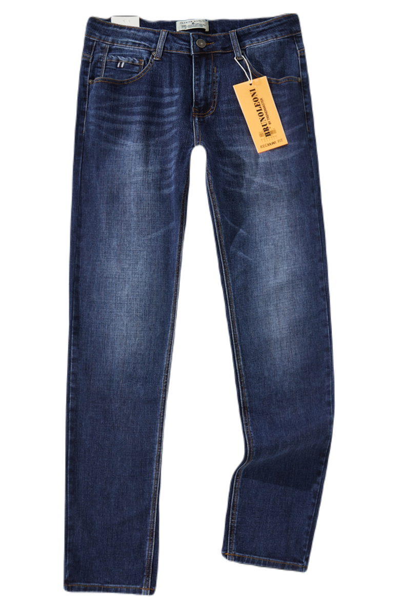 Wholesaler Mentex Homme - Men's straight blue jeans with faded effect