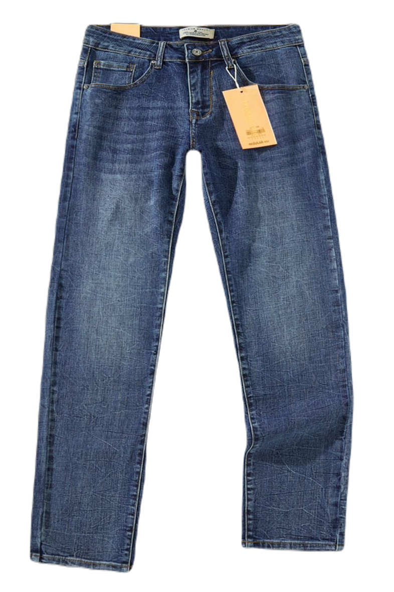 Wholesaler Mentex Homme - Men's straight blue jeans with faded effect