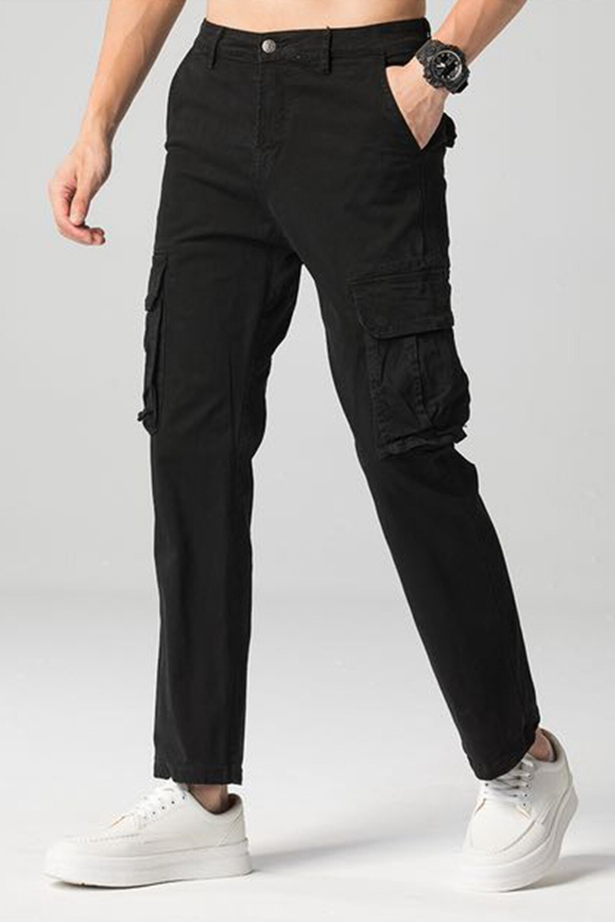 Grossiste Mentex Homme - Pantalon cargo uni homme