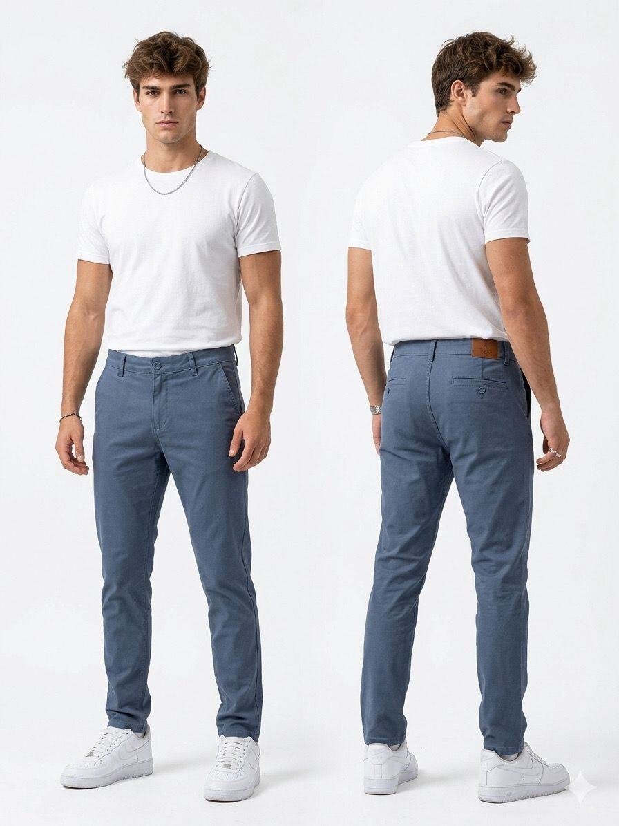Grossiste Mentex Homme - Chino Bleu Jean Élégance Fit