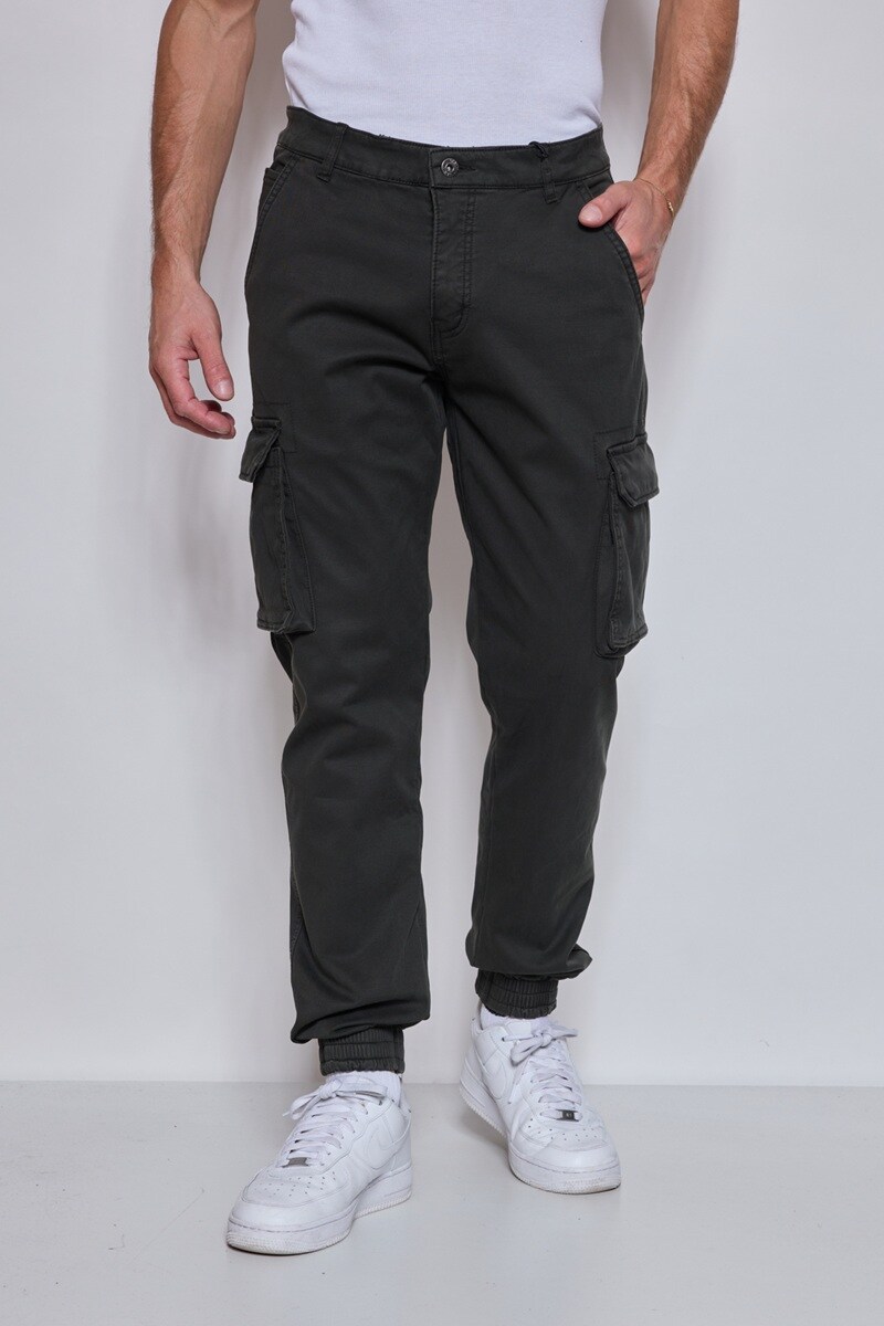 Wholesaler Mentex Homme - Solid cargo pants with pockets and ankle drawstring