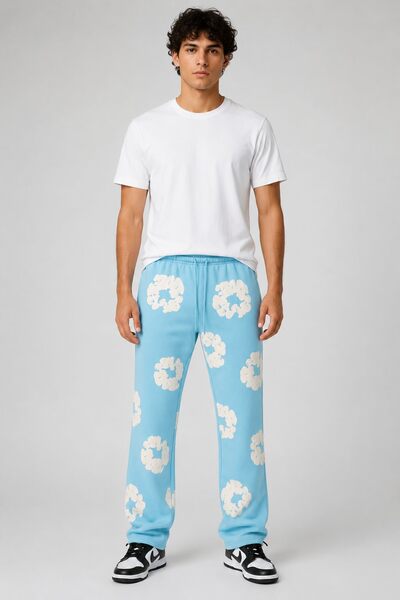 Großhändler Mentex Homme - Türkise Street Print Jogginghose Großhändler Mentex Homme - Türkise Street Print Jogginghose
