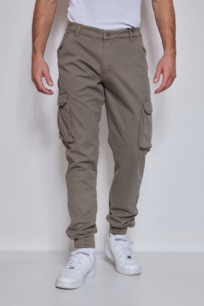 Wholesaler Mentex Homme - Solid cargo pants with pockets and ankle drawstring