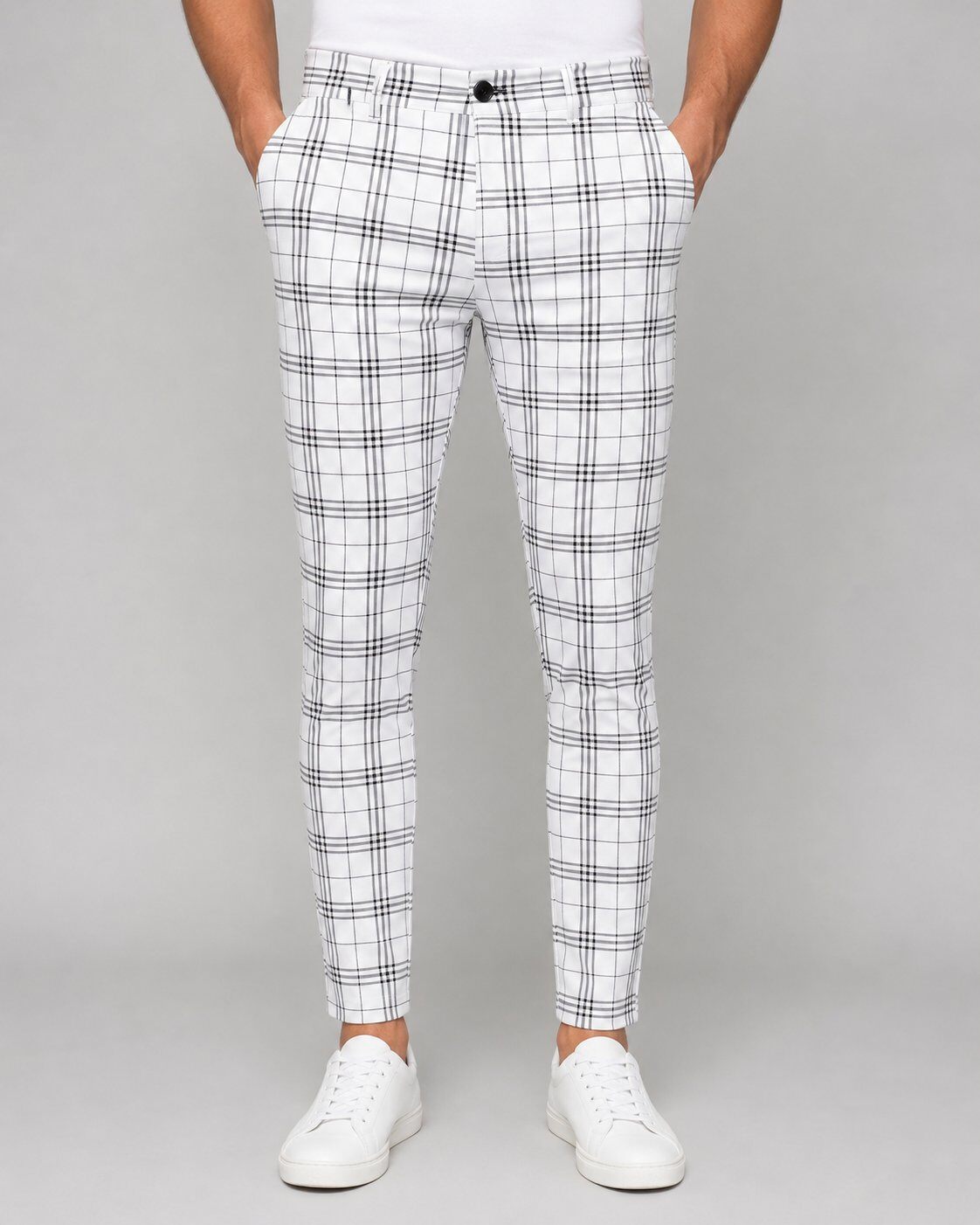 Grossista Mentex Homme - Pantaloni Bianchi a Quadri Chic