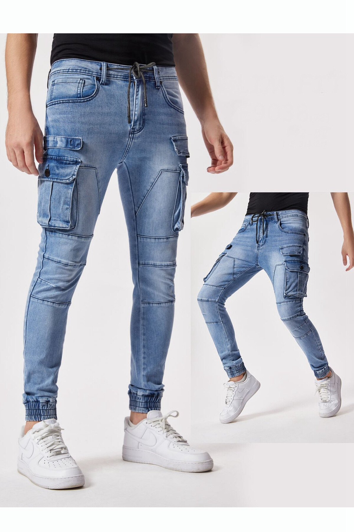 Wholesaler Mentex Homme - Human jean pants blue style cargo style washed