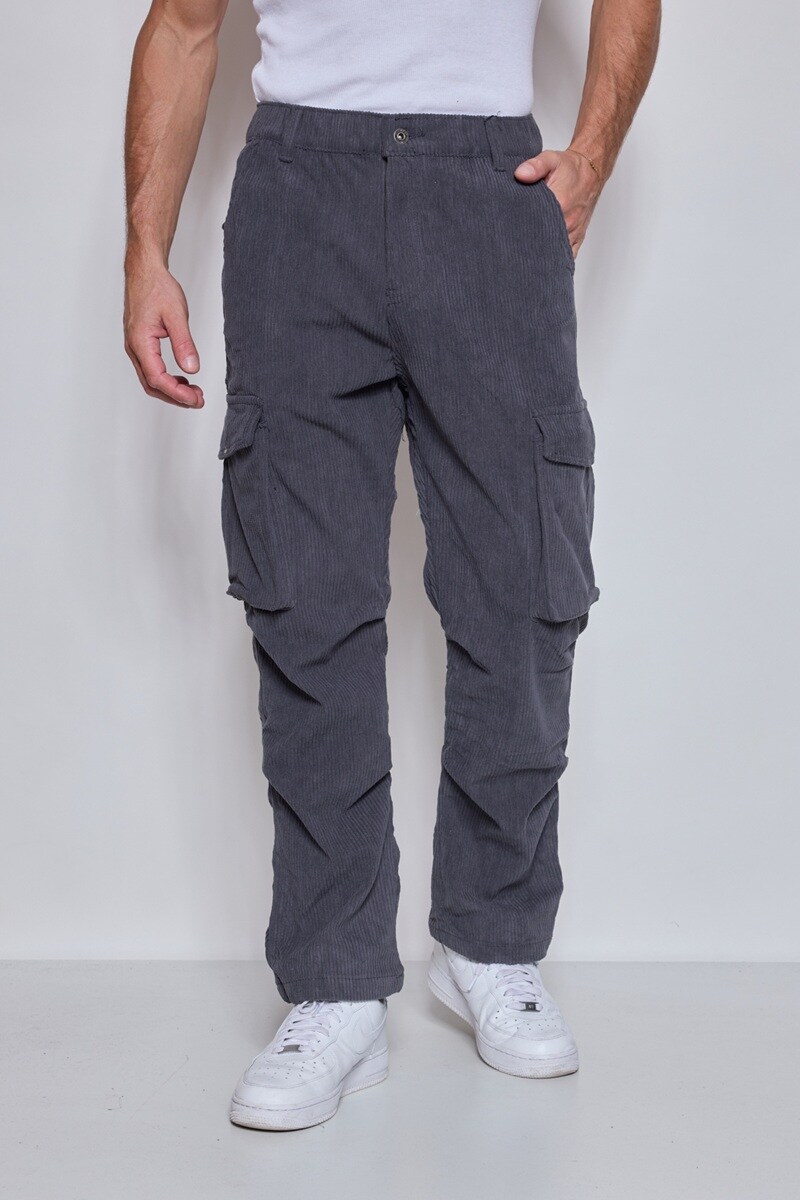 Wholesaler Mentex Homme - Solid cargo pants with pockets and ankle drawstring