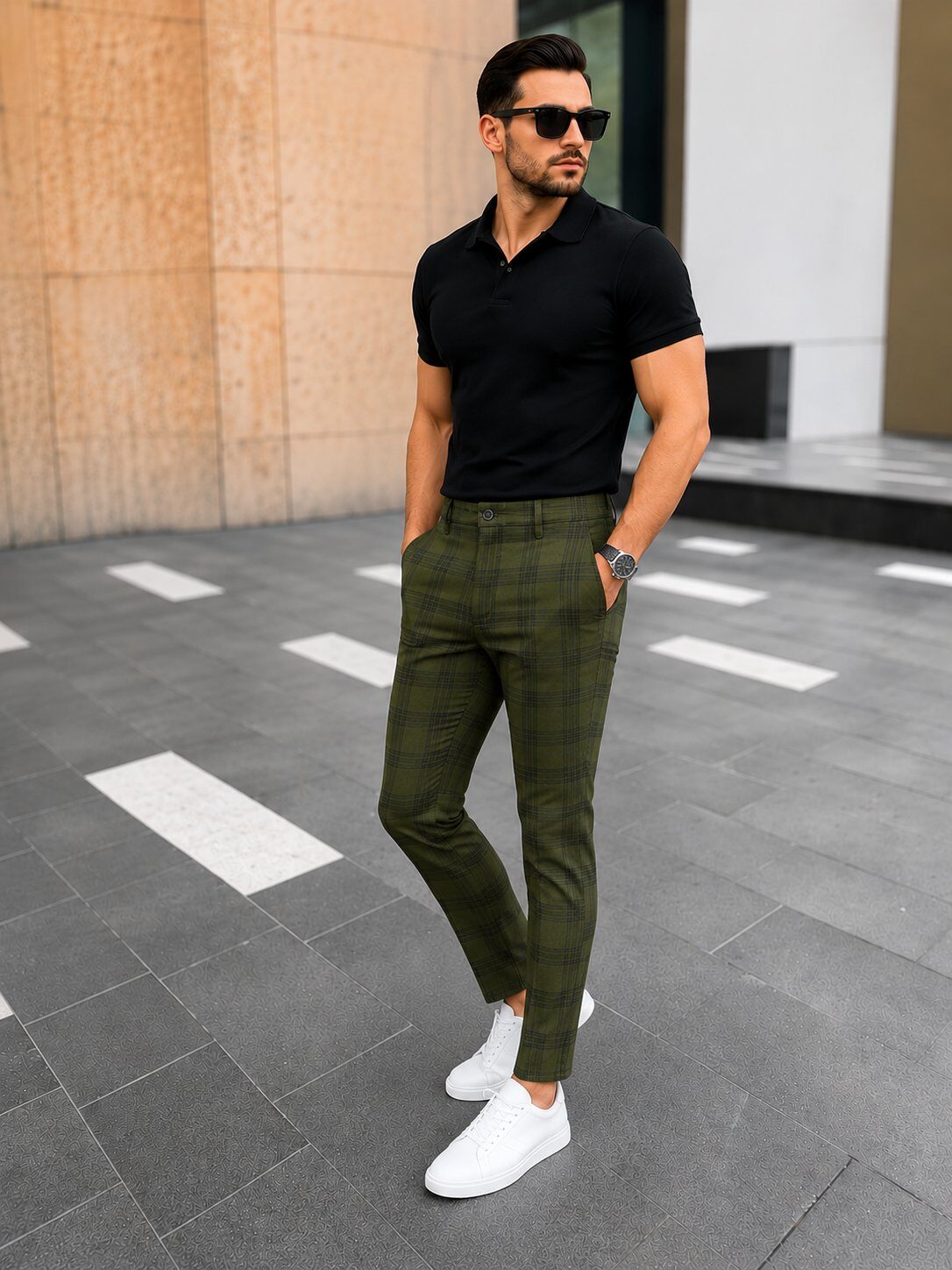 Wholesaler Mentex Homme - Slim Fit Khaki Checkered Pants